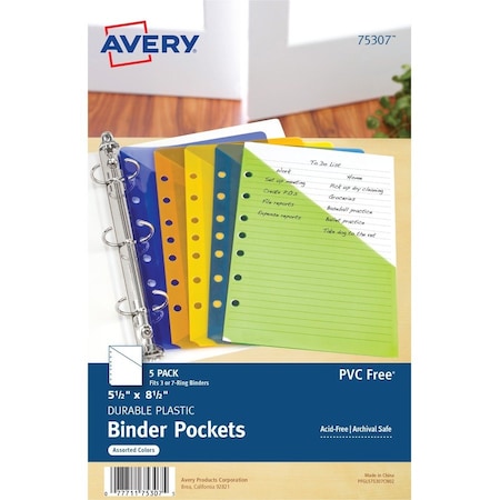 Avery Protector, Pockt, 8.5X5.5, Ast AVE75307